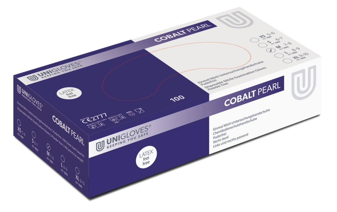Unigloves Cobalt Pearl Nitril-Einweghandschuhe puderfrei