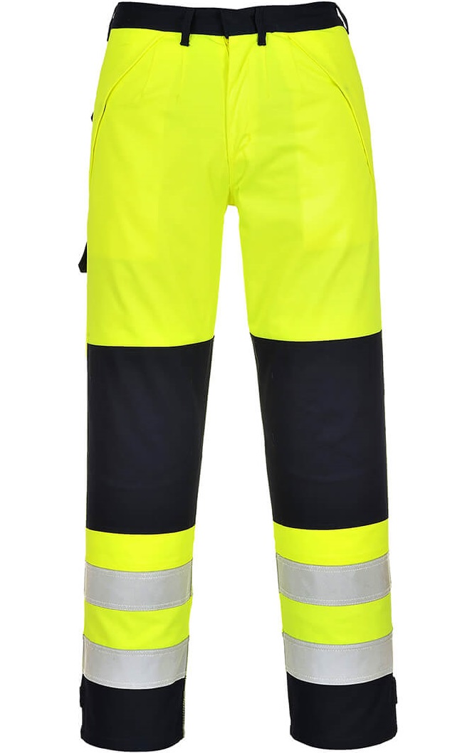 Portwest FR62 Multinorm-Warnschutz-Hose leuchtgelb-marine