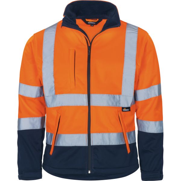 Vizwell VW135O Warnschutz-Softshelljacke leuchtorange-marine