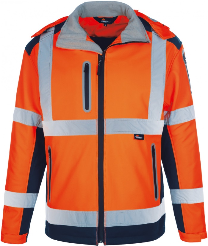 Vizwell VW177PO Winter-Warnschutz-Softshelljacke leuchtorange