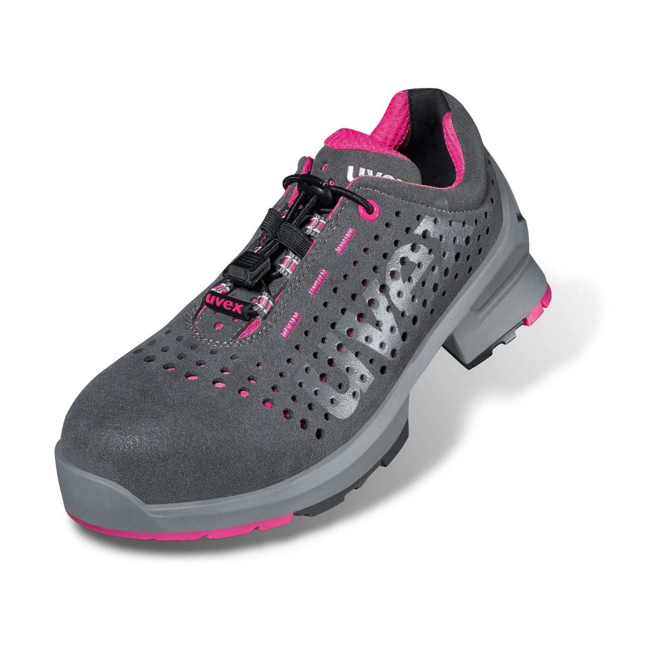 uvex 1 ladies 85618 gelochte Halbschuhe S1 SRC, Weite 11, grau/pink