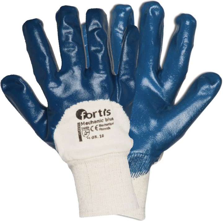 Fortis Classic Mechanic blue Nitrilhandschuhe mit Strickbund blau