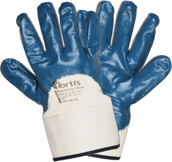 Fortis Classic Mechanic blue Nitrilhandschuhe mit Stulpe blau