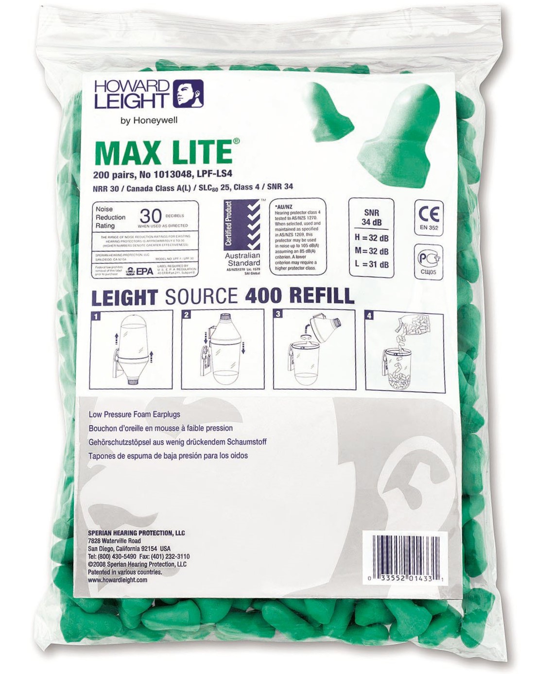 Howard Leight Max Lite Gehörschutzstöpsel Nachfüllpackung für HL400
