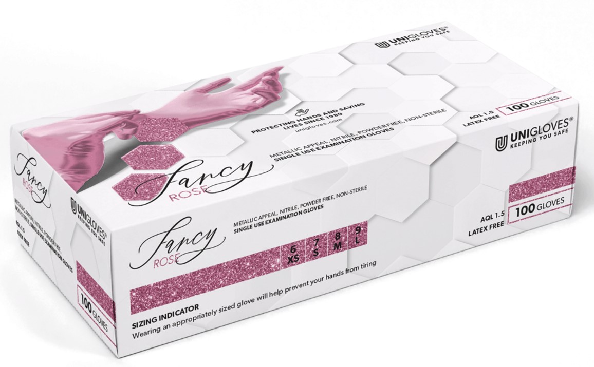 Unigloves Fancy Rose Nitril-Einweghandschuhe lebensmittelecht