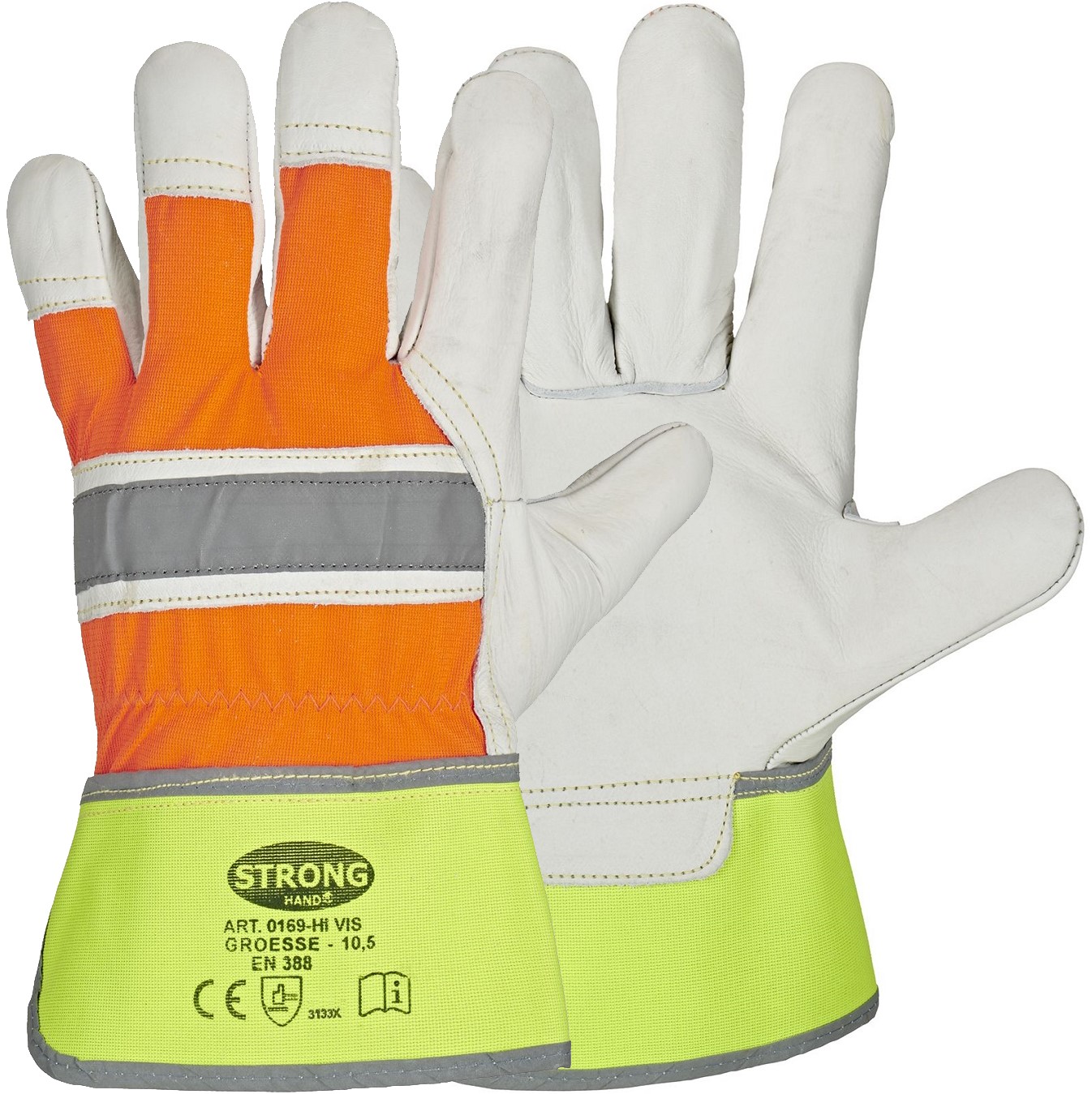 Stronghand 0169 Hivis Rindvollleder-Schutzhandschuhe
