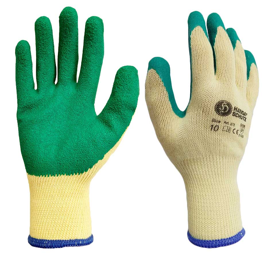 HansaTec 872 Latex Coton Glove Halbbeschichtet
