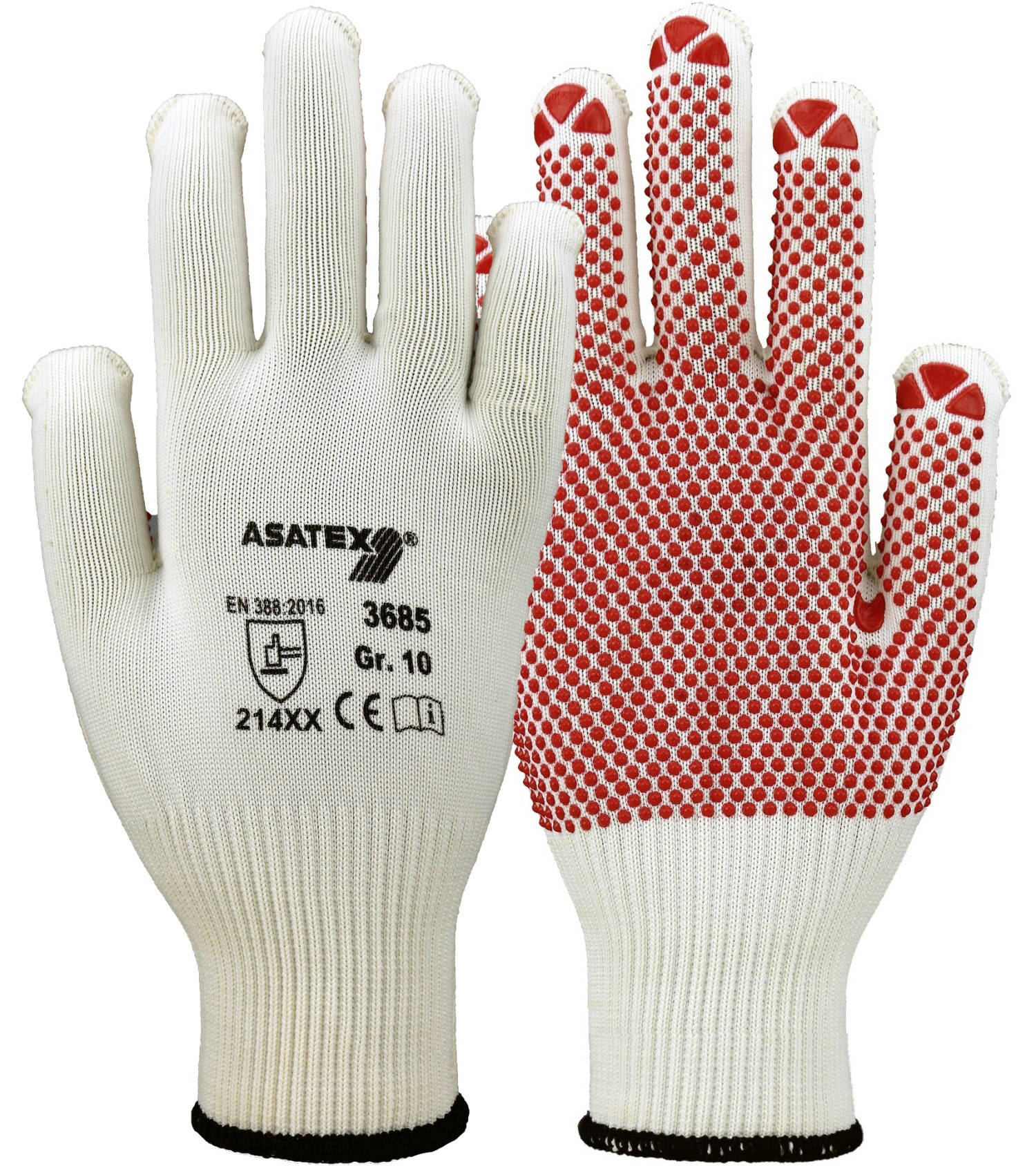 Asatex 3685 Feinstrickhandschuhe mit Vinyl-Noppen
