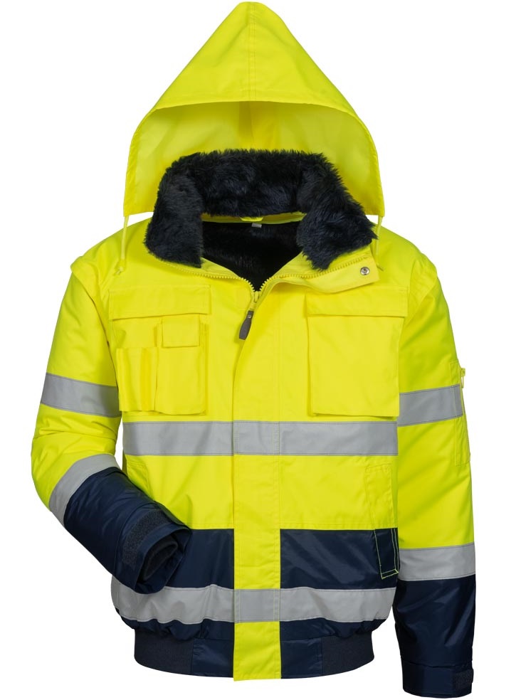 elysee 23558 SIEGFRIED 4-in-1 Warnschutz-Pilotjacke leuchtgelb-marine