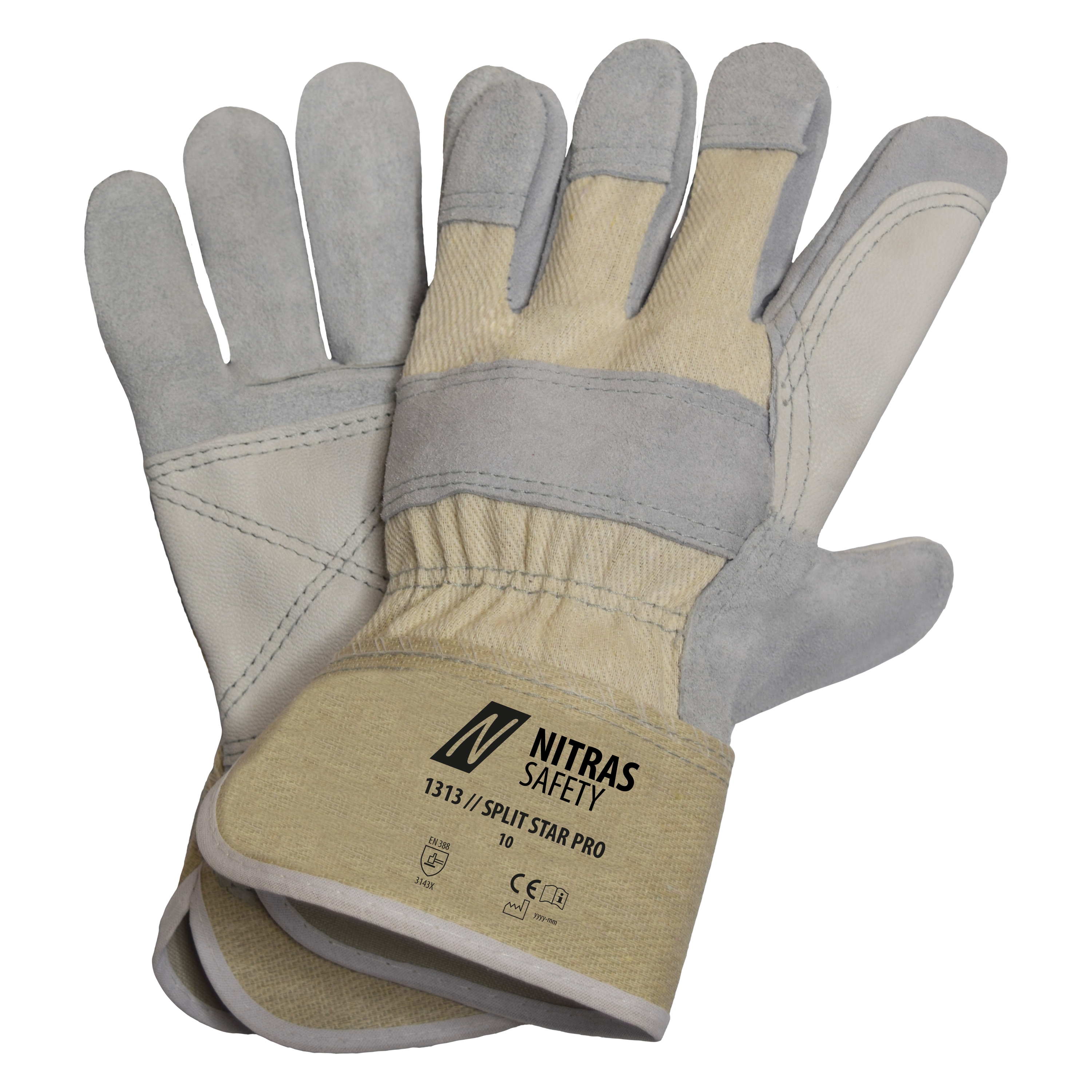 Nitras 1313 Split Star Pro Rindspaltlederhandschuhe