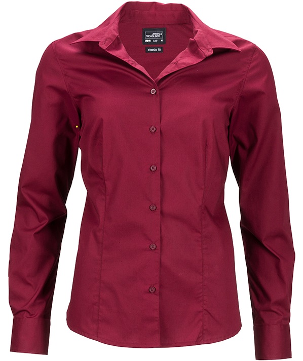 James & Nicholson JN641 Damen Langarm Business Bluse in 11 Farben