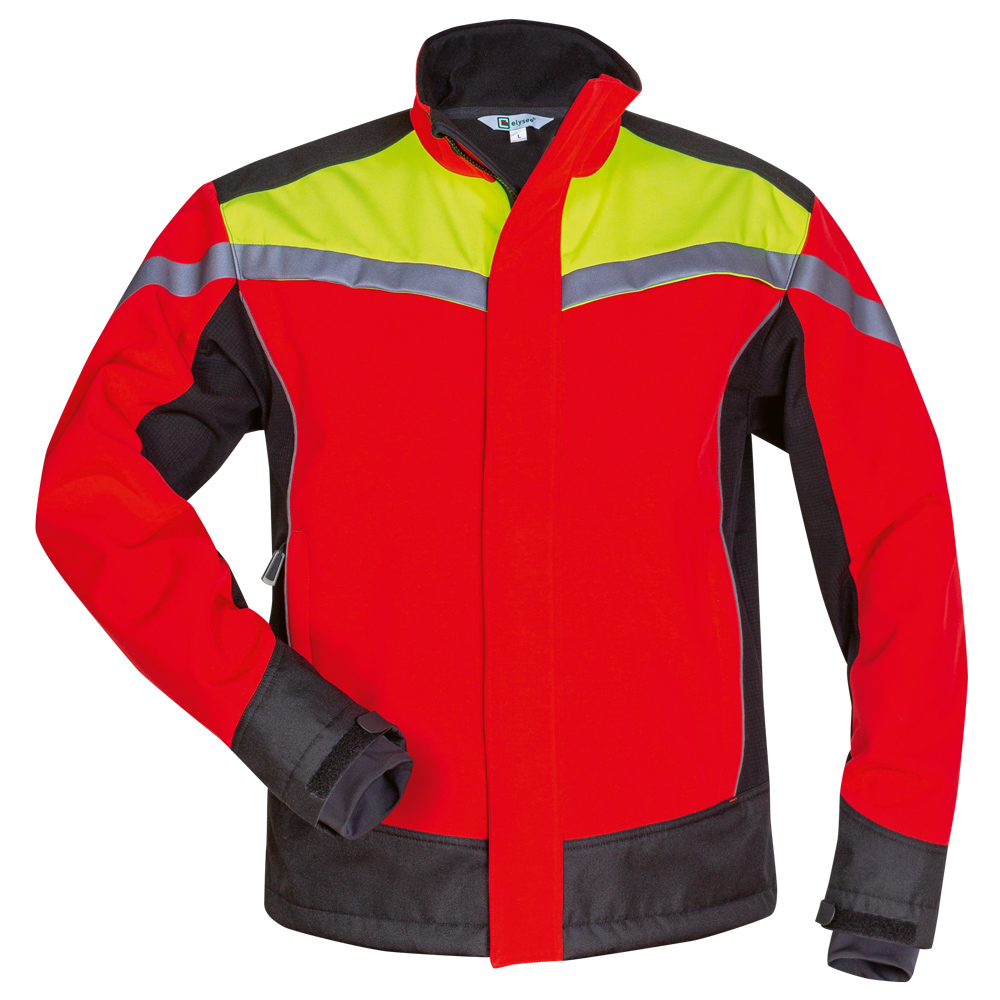 elysee 22755 ESCHE Waldarbeiter Softshelljacke rot-gelb-schwarz
