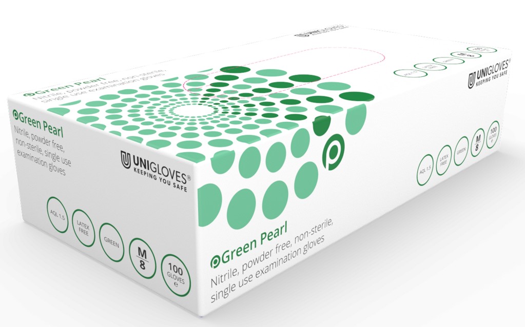 Unigloves UK Green Pearl Nitril-Einweghandschuhe lebensmittelecht