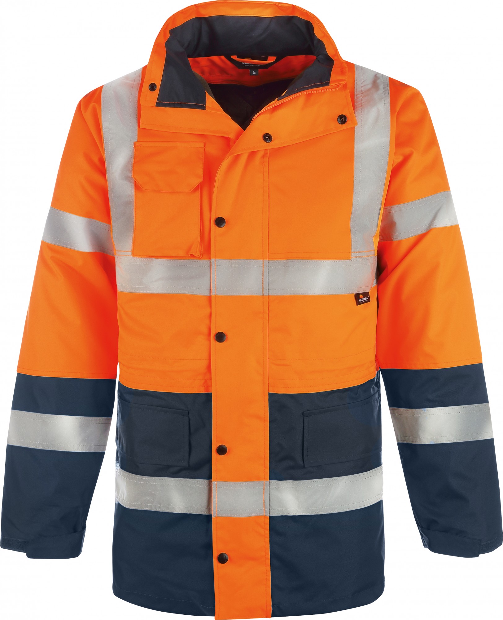 Vizwell VW05DO Warnschutzparka 2 in 1 leuchtorange/marine