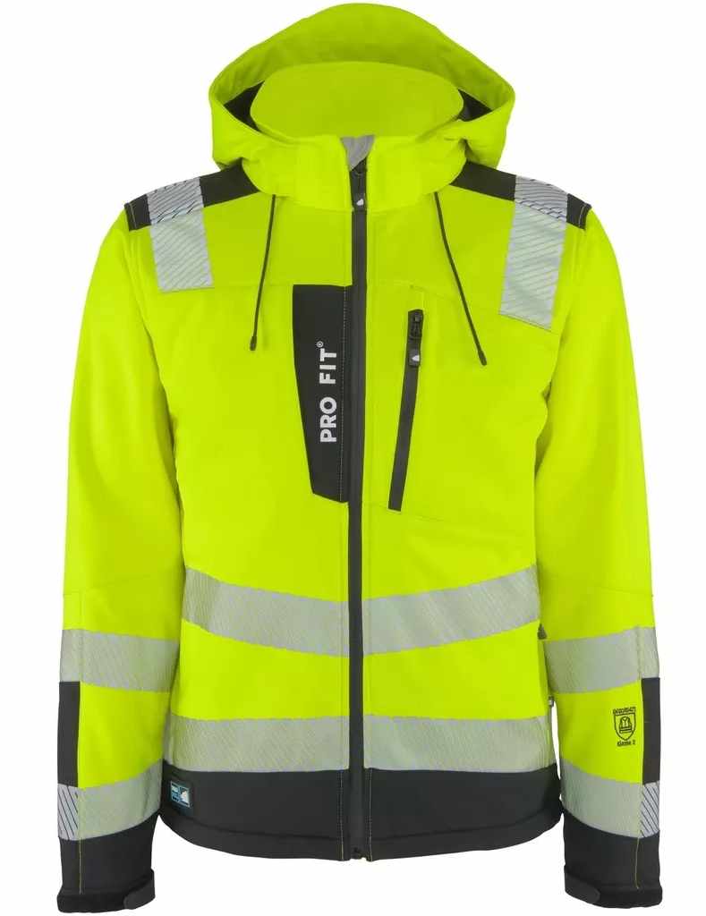 Pro-Fit 97110 Warnschutz Softshelljacke leuchtgelb-schwarz Wassersäule 8.000 mm