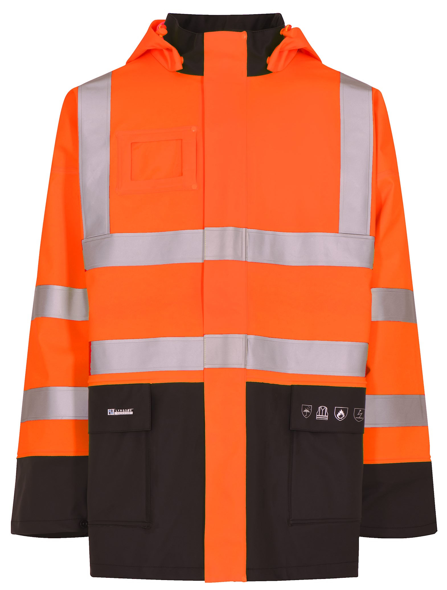 Lyngsøe FR-LR6025 flammenhemmende Warnschutz-Regenjacke in schwerer PU-Qualität