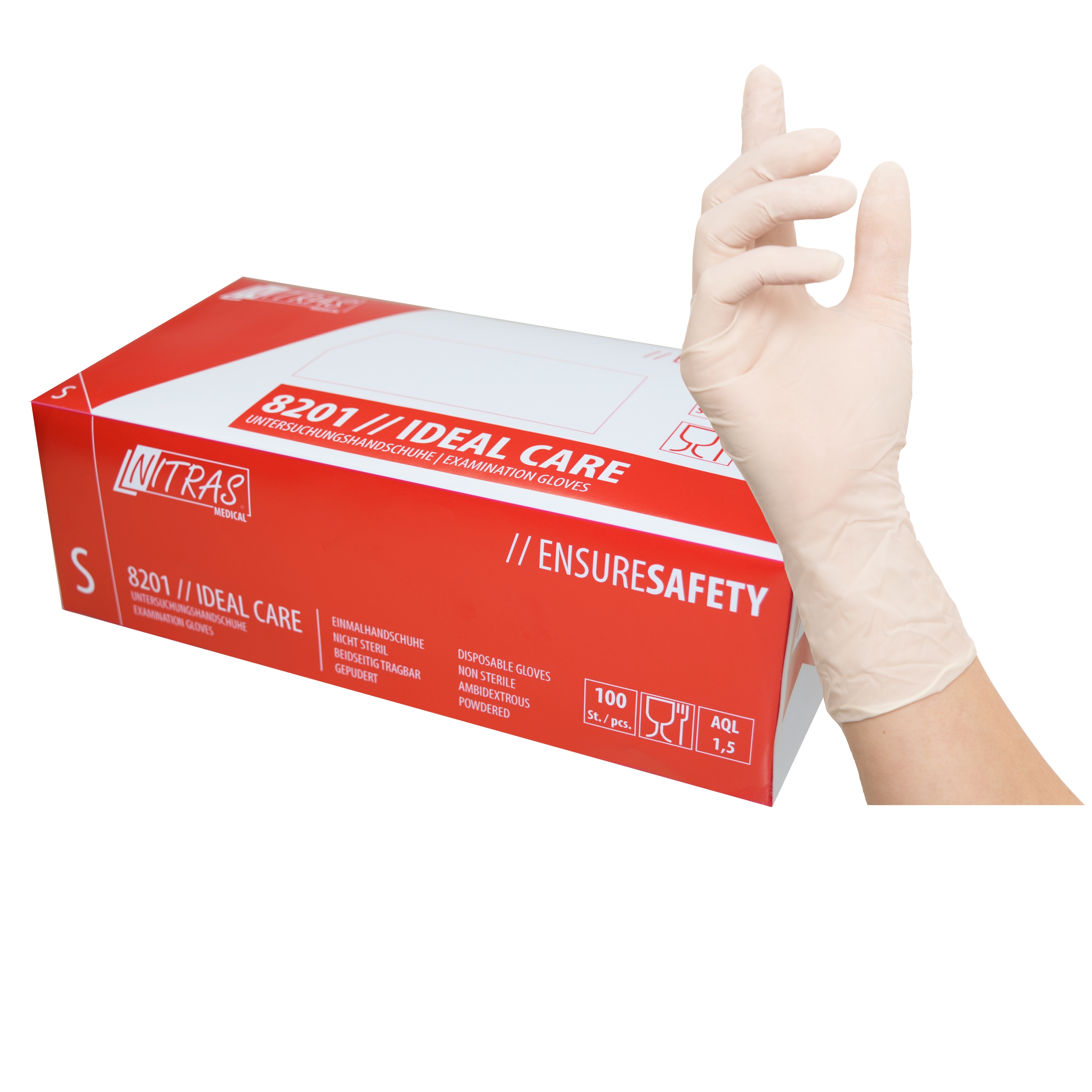 Nitras 8201 Ideal Care Latex-Einwegschutzhandschuhe