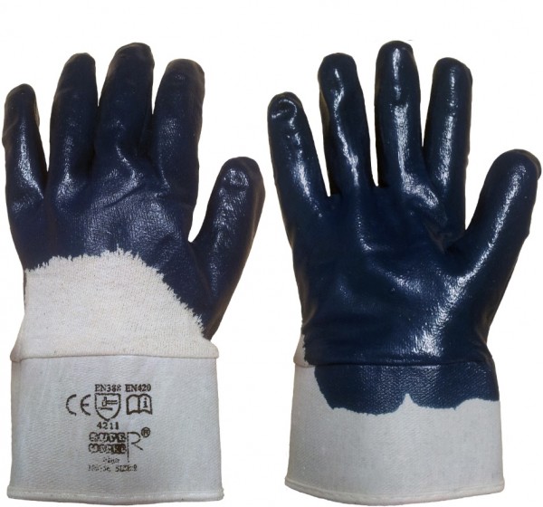 Super Worker blue Nitril-Schutzhandschuhe ¾-beschichtet Stulpe